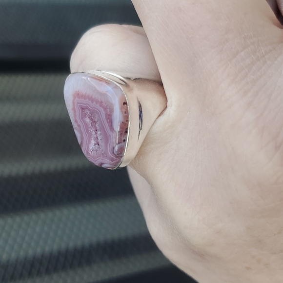 New Men's Solar Quartz Agate 925 Silver Ring. - Picture 10 of 16